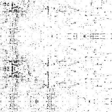 Grunge üst üste biniyor. Soyut siyah-beyaz vektör arkaplanı. Çatlak, leke ve noktalarda kirli desenli tek renkli klasik yüzey. Karanlık korku tarzında eski bir duvar.