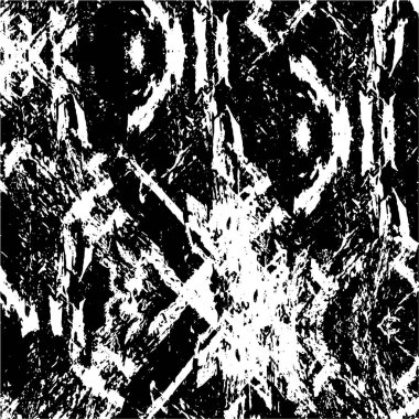 Grunge üst üste biniyor. Soyut siyah-beyaz vektör arkaplanı. Çatlak, leke ve noktalarda kirli desenli tek renkli klasik yüzey. Karanlık korku tarzında eski bir duvar.