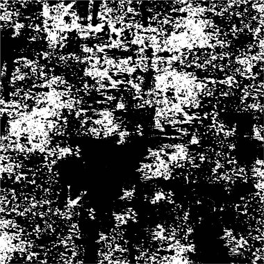 Grunge üst üste biniyor. Soyut siyah-beyaz vektör arkaplanı. Çatlak, leke ve noktalarda kirli desenli tek renkli klasik yüzey. Karanlık korku tarzında eski bir duvar.