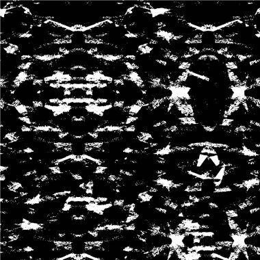 Grunge üst üste biniyor. Soyut siyah-beyaz vektör arkaplanı. Çatlak, leke ve noktalarda kirli desenli tek renkli klasik yüzey. Karanlık korku tarzında eski bir duvar.