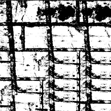 Grunge üst üste biniyor. Soyut siyah-beyaz vektör arkaplanı. Çatlak, leke ve noktalarda kirli desenli tek renkli klasik yüzey. Karanlık korku tarzında eski bir duvar.