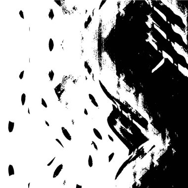 Grunge üst üste biniyor. Soyut siyah-beyaz vektör arkaplanı. Çatlak, leke ve noktalarda kirli desenli tek renkli klasik yüzey. Karanlık korku tarzında eski bir duvar.