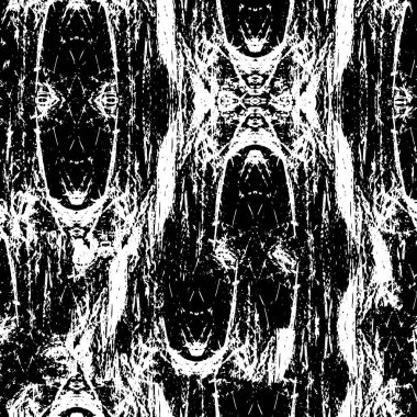 Grunge üst üste biniyor. Soyut siyah-beyaz vektör arkaplanı. Çatlak, leke ve noktalarda kirli desenli tek renkli klasik yüzey. Karanlık korku tarzında eski bir duvar.