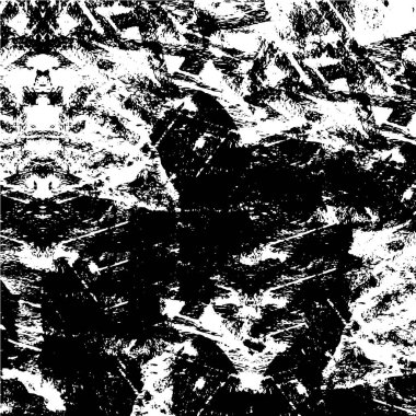 Grunge üst üste biniyor. Soyut siyah-beyaz vektör arkaplanı. Çatlak, leke ve noktalarda kirli desenli tek renkli klasik yüzey. Karanlık korku tarzında eski bir duvar.