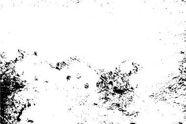 Grunge üst üste biniyor. Soyut siyah-beyaz vektör arkaplanı. Çatlak, leke ve noktalarda kirli desenli tek renkli klasik yüzey. Karanlık korku tarzında eski bir duvar.