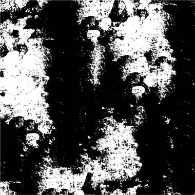 Grunge üst üste biniyor. Soyut siyah-beyaz vektör arkaplanı. Çatlak, leke ve noktalarda kirli desenli tek renkli klasik yüzey. Karanlık korku tarzında eski bir duvar.