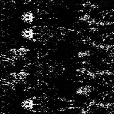 Grunge üst üste biniyor. Soyut siyah-beyaz vektör arkaplanı. Çatlak, leke ve noktalarda kirli desenli tek renkli klasik yüzey. Karanlık korku tarzında eski bir duvar.