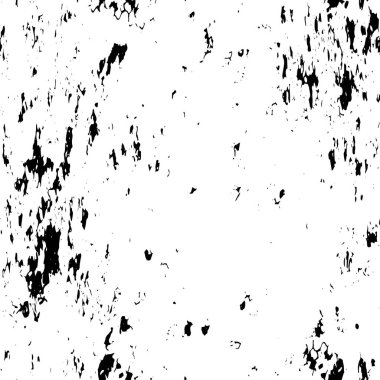 Grunge üst üste biniyor. Soyut siyah-beyaz vektör arkaplanı. Çatlak, leke ve noktalarda kirli desenli tek renkli klasik yüzey. Karanlık korku tarzında eski bir duvar.