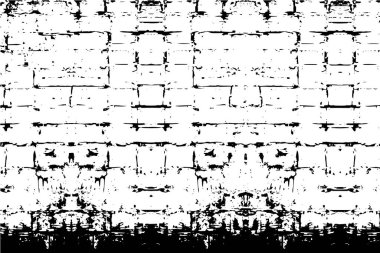 Grunge üst üste biniyor. Soyut siyah-beyaz vektör arkaplanı. Çatlak, leke ve noktalarda kirli desenli tek renkli klasik yüzey. Karanlık korku tarzında eski bir duvar.