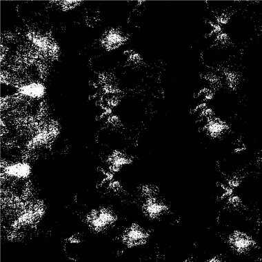 Grunge üst üste biniyor. Soyut siyah-beyaz vektör arkaplanı. Çatlak, leke ve noktalarda kirli desenli tek renkli klasik yüzey. Karanlık korku tarzında eski bir duvar.