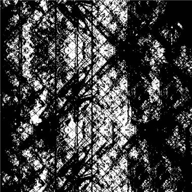 Grunge üst üste biniyor. Soyut siyah-beyaz vektör arkaplanı. Çatlak, leke ve noktalarda kirli desenli tek renkli klasik yüzey. Karanlık korku tarzında eski bir duvar.