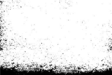Grunge üst üste biniyor. Soyut siyah-beyaz vektör arkaplanı. Çatlak, leke ve noktalarda kirli desenli tek renkli klasik yüzey. Karanlık korku tarzında eski bir duvar.