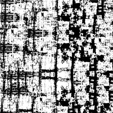 Grunge üst üste biniyor. Soyut siyah-beyaz vektör arkaplanı. Çatlak, leke ve noktalarda kirli desenli tek renkli klasik yüzey. Karanlık korku tarzında eski bir duvar.