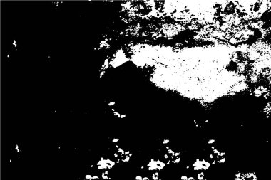 Grunge üst üste biniyor. Soyut siyah-beyaz vektör arkaplanı. Çatlak, leke ve noktalarda kirli desenli tek renkli klasik yüzey. Karanlık korku tarzında eski bir duvar.