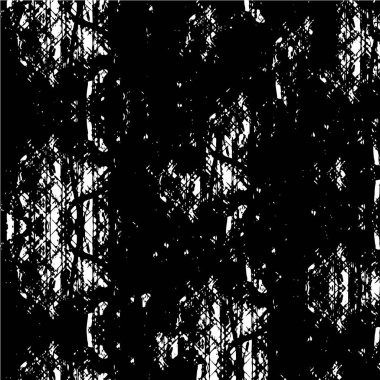 Grunge üst üste biniyor. Soyut siyah-beyaz vektör arkaplanı. Çatlak, leke ve noktalarda kirli desenli tek renkli klasik yüzey. Karanlık korku tarzında eski bir duvar.