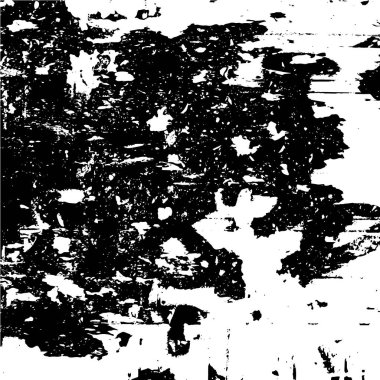 Grunge üst üste biniyor. Soyut siyah-beyaz vektör arkaplanı. Çatlak, leke ve noktalarda kirli desenli tek renkli klasik yüzey. Karanlık korku tarzında eski bir duvar.