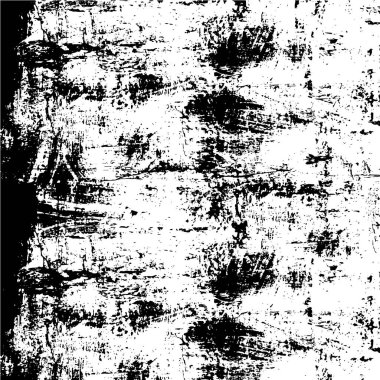 Grunge üst üste biniyor. Soyut siyah-beyaz vektör arkaplanı. Çatlak, leke ve noktalarda kirli desenli tek renkli klasik yüzey. Karanlık korku tarzında eski bir duvar.