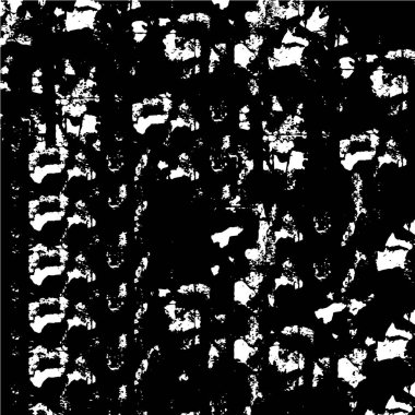 Grunge üst üste biniyor. Soyut siyah-beyaz vektör arkaplanı. Çatlak, leke ve noktalarda kirli desenli tek renkli klasik yüzey. Karanlık korku tarzında eski bir duvar.