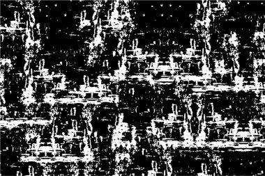 Grunge üst üste biniyor. Soyut siyah-beyaz vektör arkaplanı. Çatlak, leke ve noktalarda kirli desenli tek renkli klasik yüzey. Karanlık korku tarzında eski bir duvar.