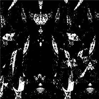 Grunge üst üste biniyor. Soyut siyah-beyaz vektör arkaplanı. Çatlak, leke ve noktalarda kirli desenli tek renkli klasik yüzey. Karanlık korku tarzında eski bir duvar.