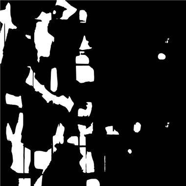 Grunge üst üste biniyor. Soyut siyah-beyaz vektör arkaplanı. Çatlak, leke ve noktalarda kirli desenli tek renkli klasik yüzey. Karanlık korku tarzında eski bir duvar.