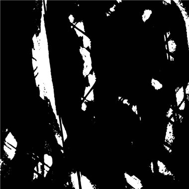 Grunge üst üste biniyor. Soyut siyah-beyaz vektör arkaplanı. Çatlak, leke ve noktalarda kirli desenli tek renkli klasik yüzey. Karanlık korku tarzında eski bir duvar.