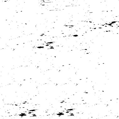 Grunge üst üste biniyor. Soyut siyah-beyaz vektör arkaplanı. Çatlak, leke ve noktalarda kirli desenli tek renkli klasik yüzey. Karanlık korku tarzında eski bir duvar.