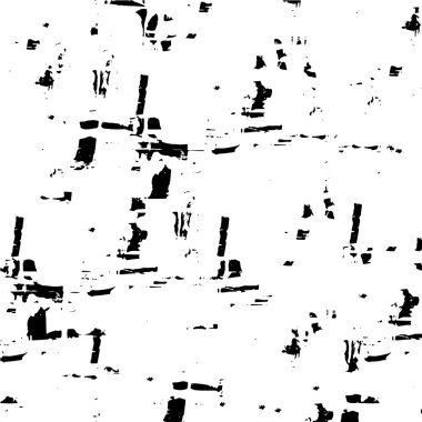 Grunge üst üste biniyor. Soyut siyah-beyaz vektör arkaplanı. Çatlak, leke ve noktalarda kirli desenli tek renkli klasik yüzey. Karanlık korku tarzında eski bir duvar.