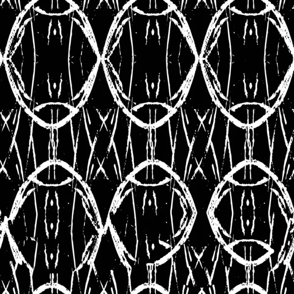 Nahtlose Schwarz Weiß Muster Mit Abstrakten Geometrischen Formen Hand Gezeichnete — Stockvektor