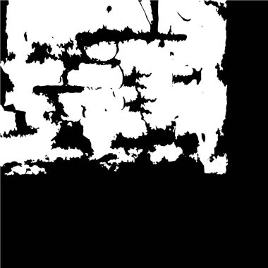 Grunge üst üste biniyor. Soyut siyah-beyaz vektör arkaplanı. Çatlak, leke ve noktalarda kirli desenli tek renkli klasik yüzey. Karanlık korku tarzında eski bir duvar.