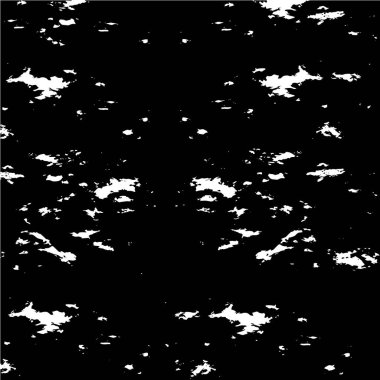 Grunge üst üste biniyor. Soyut siyah-beyaz vektör arkaplanı. Çatlak, leke ve noktalarda kirli desenli tek renkli klasik yüzey. Karanlık korku tarzında eski bir duvar.