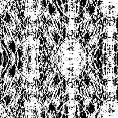 Grunge üst üste biniyor. Soyut siyah-beyaz vektör arkaplanı. Çatlak, leke ve noktalarda kirli desenli tek renkli klasik yüzey. Karanlık korku tarzında eski bir duvar.