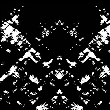 Grunge üst üste biniyor. Soyut siyah-beyaz vektör arkaplanı. Çatlak, leke ve noktalarda kirli desenli tek renkli klasik yüzey. Karanlık korku tarzında eski bir duvar.