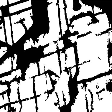 Grunge üst üste biniyor. Soyut siyah-beyaz vektör arkaplanı. Çatlak, leke ve noktalarda kirli desenli tek renkli klasik yüzey. Karanlık korku tarzında eski bir duvar.