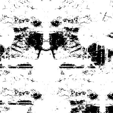 Grunge üst üste biniyor. Soyut siyah-beyaz vektör arkaplanı. Çatlak, leke ve noktalarda kirli desenli tek renkli klasik yüzey. Karanlık korku tarzında eski bir duvar.