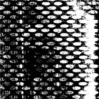 Grunge üst üste biniyor. Soyut siyah-beyaz vektör arkaplanı. Çatlak, leke ve noktalarda kirli desenli tek renkli klasik yüzey. Karanlık korku tarzında eski bir duvar.