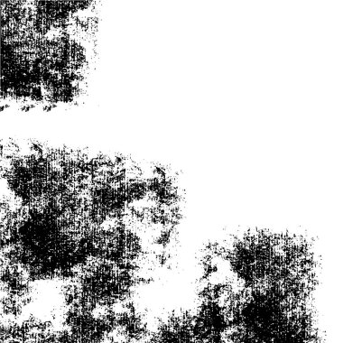 Grunge üst üste biniyor. Soyut siyah-beyaz vektör arkaplanı. Çatlak, leke ve noktalarda kirli desenli tek renkli klasik yüzey. Karanlık korku tarzında eski bir duvar.