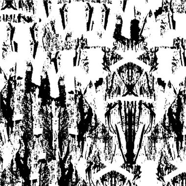 Grunge üst üste biniyor. Soyut siyah-beyaz vektör arkaplanı. Çatlak, leke ve noktalarda kirli desenli tek renkli klasik yüzey. Karanlık korku tarzında eski bir duvar.