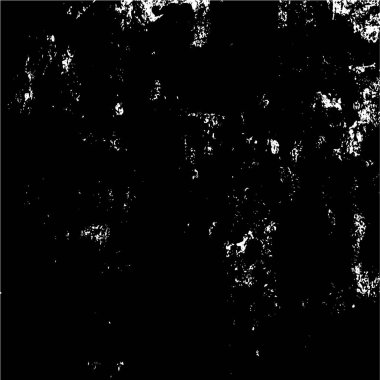 Grunge üst üste biniyor. Soyut siyah-beyaz vektör arkaplanı. Çatlak, leke ve noktalarda kirli desenli tek renkli klasik yüzey. Karanlık korku tarzında eski bir duvar.