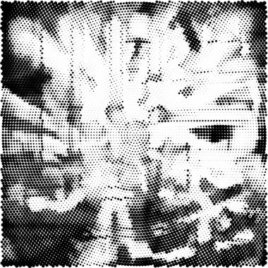 Grunge üst üste biniyor. Soyut siyah-beyaz vektör arkaplanı. Çatlak, leke ve noktalarda kirli desenli tek renkli klasik yüzey. Karanlık korku tarzında eski bir duvar.