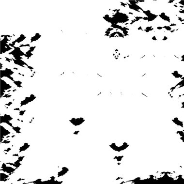 Grunge üst üste biniyor. Soyut siyah-beyaz vektör arkaplanı. Çatlak, leke ve noktalarda kirli desenli tek renkli klasik yüzey. Karanlık korku tarzında eski bir duvar.