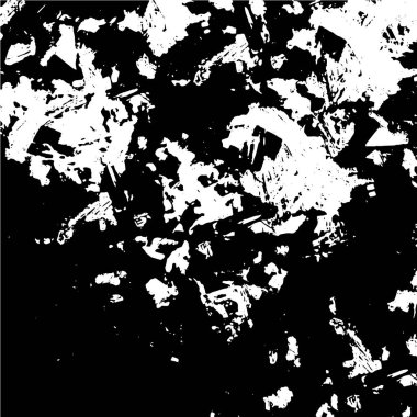 Grunge üst üste biniyor. Soyut siyah-beyaz vektör arkaplanı. Çatlak, leke ve noktalarda kirli desenli tek renkli klasik yüzey. Karanlık korku tarzında eski bir duvar.