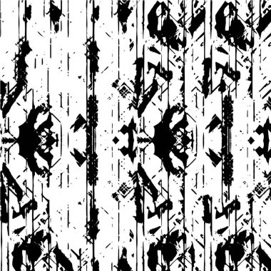 Grunge üst üste biniyor. Soyut siyah-beyaz vektör arkaplanı. Çatlak, leke ve noktalarda kirli desenli tek renkli klasik yüzey. Karanlık korku tarzında eski bir duvar.