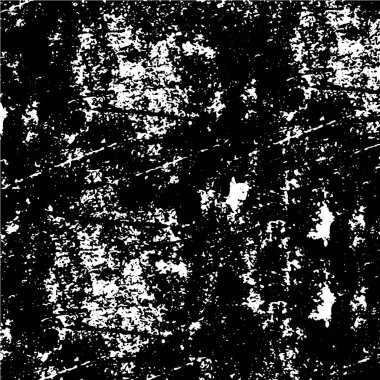 Grunge üst üste biniyor. Soyut siyah-beyaz vektör arkaplanı. Çatlak, leke ve noktalarda kirli desenli tek renkli klasik yüzey. Karanlık korku tarzında eski bir duvar.