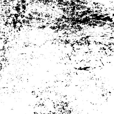 Grunge üst üste biniyor. Soyut siyah-beyaz vektör arkaplanı. Çatlak, leke ve noktalarda kirli desenli tek renkli klasik yüzey. Karanlık korku tarzında eski bir duvar.