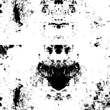 Grunge üst üste biniyor. Soyut siyah-beyaz vektör arkaplanı. Çatlak, leke ve noktalarda kirli desenli tek renkli klasik yüzey. Karanlık korku tarzında eski bir duvar.