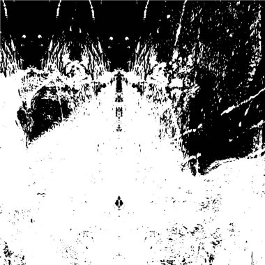 Grunge üst üste biniyor. Soyut siyah-beyaz vektör arkaplanı. Çatlak, leke ve noktalarda kirli desenli tek renkli klasik yüzey. Karanlık korku tarzında eski bir duvar.