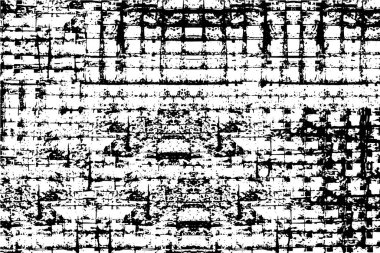 Grunge üst üste biniyor. Soyut siyah-beyaz vektör arkaplanı. Çatlak, leke ve noktalarda kirli desenli tek renkli klasik yüzey. Karanlık korku tarzında eski bir duvar.