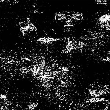 Grunge üst üste biniyor. Soyut siyah-beyaz vektör arkaplanı. Çatlak, leke ve noktalarda kirli desenli tek renkli klasik yüzey. Karanlık korku tarzında eski bir duvar.