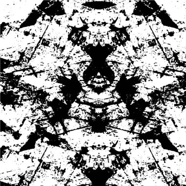 Grunge üst üste biniyor. Soyut siyah-beyaz vektör arkaplanı. Çatlak, leke ve noktalarda kirli desenli tek renkli klasik yüzey. Karanlık korku tarzında eski bir duvar.